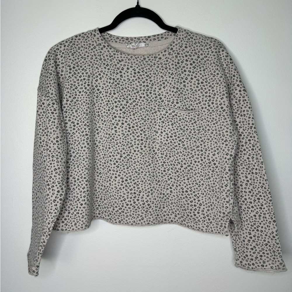 Pink Rose cropped leopard print sweatshirt